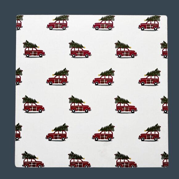 Pottery Barn Placemats Christmas Tree Woody Car Cork Set of 4 Holiday Decor - Picture 2 of 7